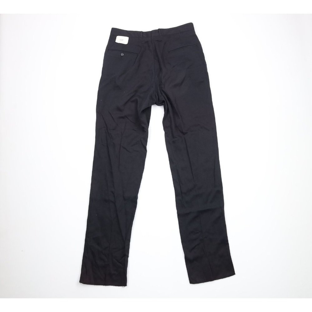 NOS Vintage 50s Streetwear Mens 33x34 Rayon Gabardine Dress Pants Trousers Navy - Picture 9 of 13